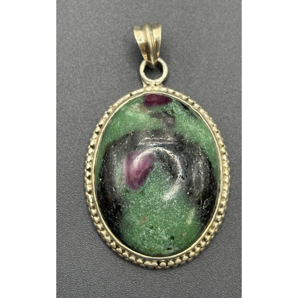 Vintage Sterling Silver Ruby Zoisite 35x27MM 21 Grams D21